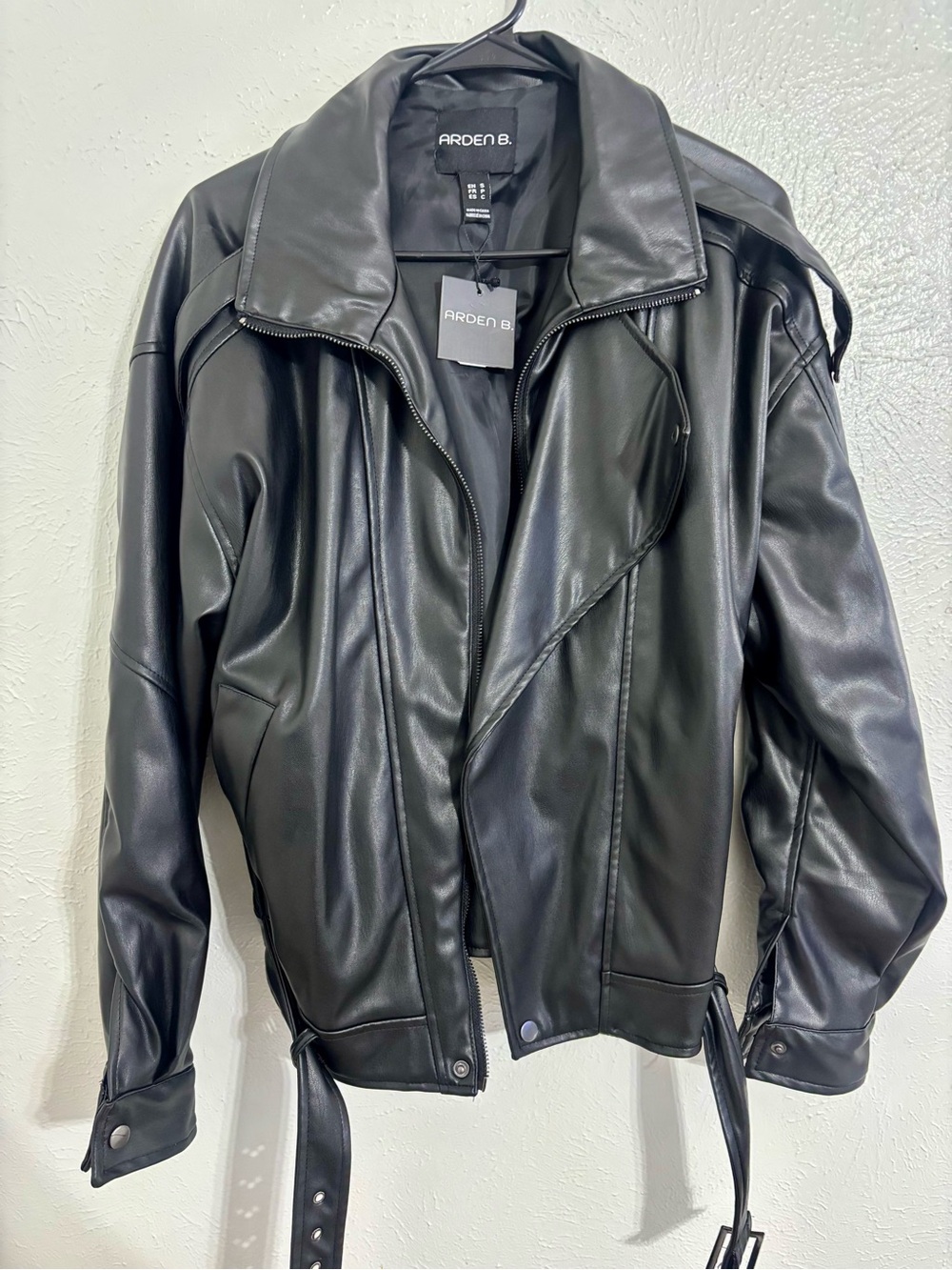 Arden B Black Faux Leather Moto Biker Jacket Small NWT
